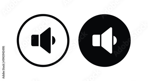 Modern Purple Sound Speaker Icon Set with Play Symbol - Line and glyph icon set - Minimalist, flat icon, outline, glyph, linear, clipart, sticker - icon set