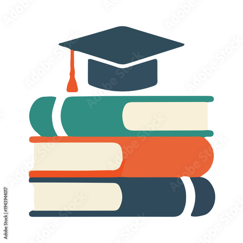 Stack of Books and Graduation Cap