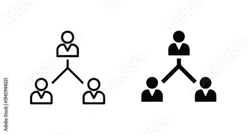 Flat Icon Set Organizational Hierarchy Structure - Line and glyph icon set - Minimalist, flat icon, outline, glyph, linear, clipart, sticker - icon set