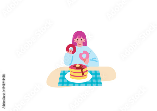 過食する女性のイラスト