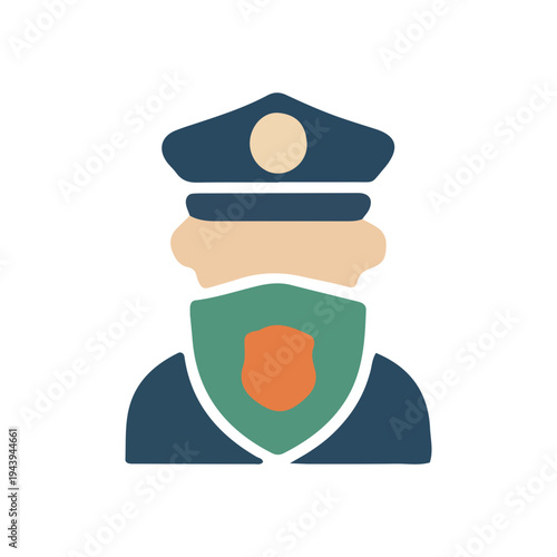 Police Officer Icon with Shield