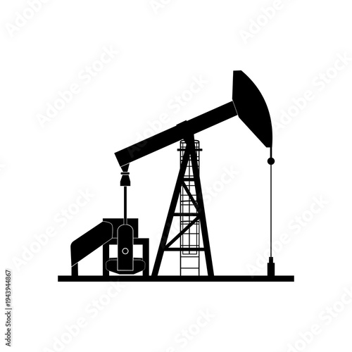 Pump jack oil crane icon, Oil pumpjack rig gas fuel drilling production, for web and mobile app, isolated on a white background. Flat vector illustration