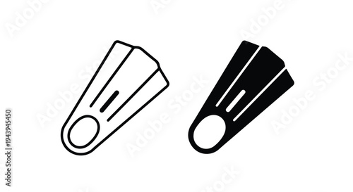 Flippers Icon Set for Sports and Travel Design - Line and glyph icon set - Minimalist, flat icon, outline, glyph, linear, clipart, sticker - icon set