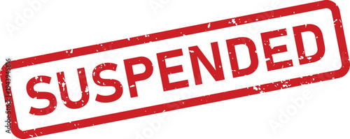 A distinct red rubber stamp displays the word SUSPENDED on a pristine white background with textured details