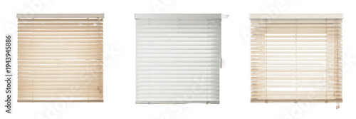 Fotografía Set of horizontal window blinds in different colors and wooden textures isolated on white background