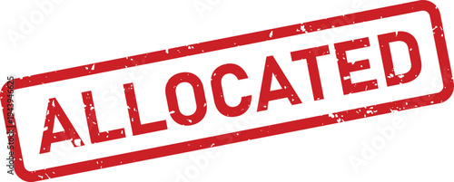 A distinctive red allocated rubber stamp with a grunge texture signifies a designated resource status