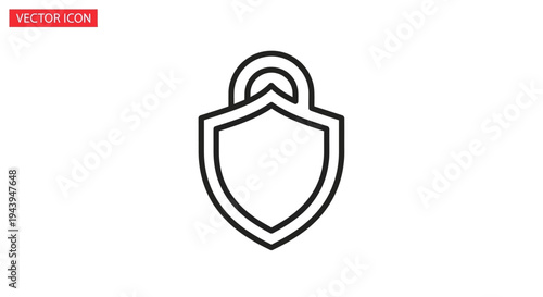 Digital Data Protection and Cyber Security Guard Symbol with Minimalist Linear Shield Icon