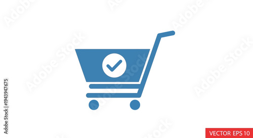 E-commerce Order Confirmation and Successful Online Purchase Transaction with Shopping Cart and Checkmark Icon