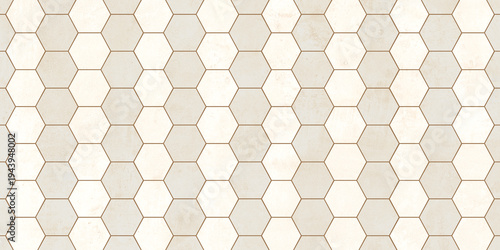 Seamless Off-White Hexagonal Stone Tile Pattern for Interior Backgrounds