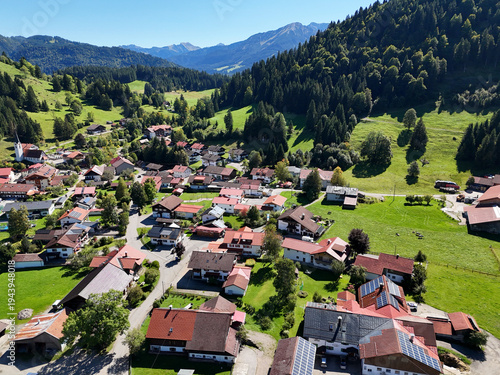 View of the mountain village of Unterjoch in Oberallgäu, Bavaria