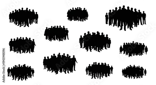 Silhouettes of Crowds - Diverse Groups of People in Dark Form.