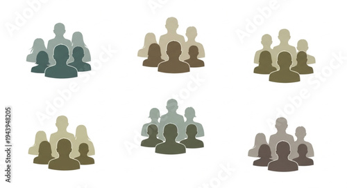 Diverse Groups of People Icons Representing Community and Collaboration.