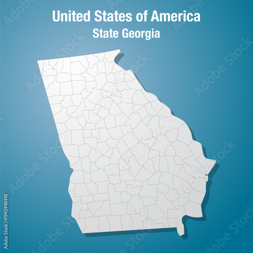 Georgia state divided into counties, the USA