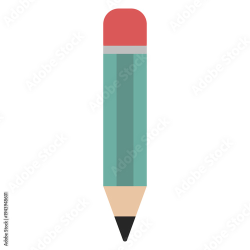 An illustration of a green pencil with a red eraser on top.