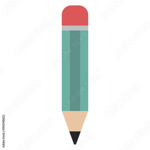 The illustration shows a pencil with a red eraser on top.
