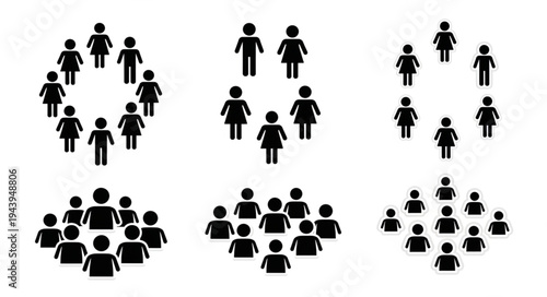 Diverse Groups of People - Pictograms Representing Community and Collaboration.