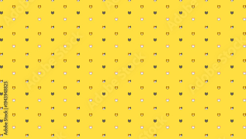8-bit pixel art yellow cat seamless pattern vector background