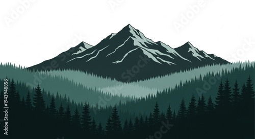 Mountain Landscape with Trees.