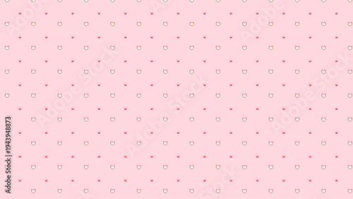 8-bit pixel art pink cat seamless pattern vector background