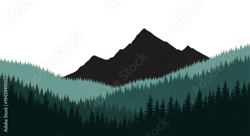 Mountain Landscape with Trees.