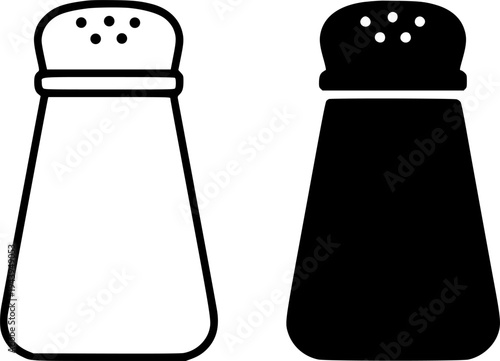 Salt shaker illustration icon, outline and silhouette, for cookware theme design