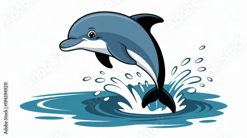 Dolphin jumping out of water with splash aquatic mammal in motion playful ocean creature