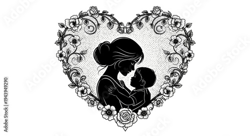 Mother Holding Baby in Heart Shape.