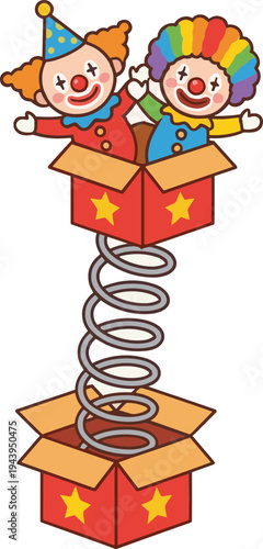 April fools day surprise boxes set with comic face. Illustration