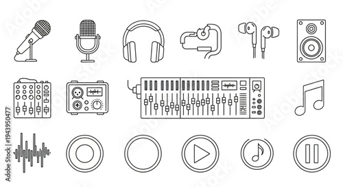 Music and audio icons and symbols.