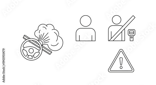 No Smoking Warning Sign Icon Set.