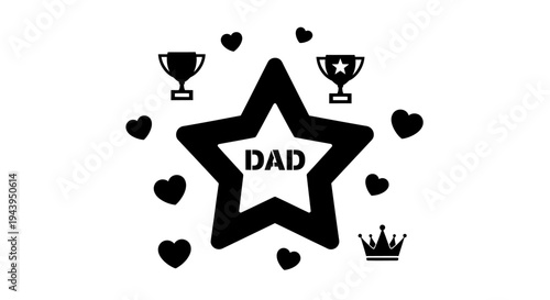 Black star shaped dad symbol icon.