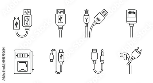 Variety of Electronic Cables and Plugs.