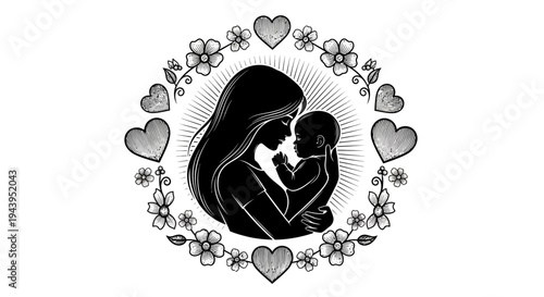 Mother Holding Baby Love Heart.