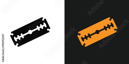 Illustration of vector illustrations of black and orange razor blades and black backgrounds for design use