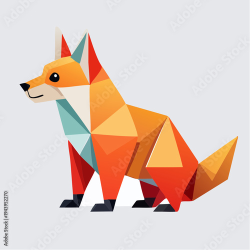 Geometric Fox Origami Illustration