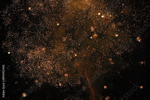 Fireworks in the night sky. Japanese hanabi taikai or firework display and show