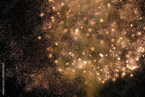 Fireworks in the night sky. Japanese hanabi taikai or firework display and show
