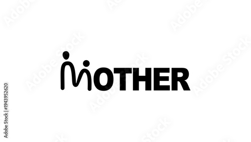 mother inscription, black isolated silhouette