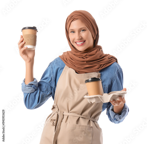 Happy young female barista ...