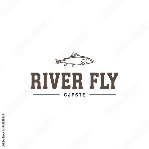 Clean and Modern River Fly Fishing Emblem for Angling Adventures