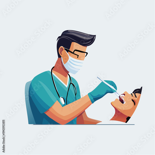 Dentist examining patient's teeth during a routine dental check-up
