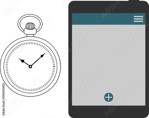 A stopwatch next to a smartphone