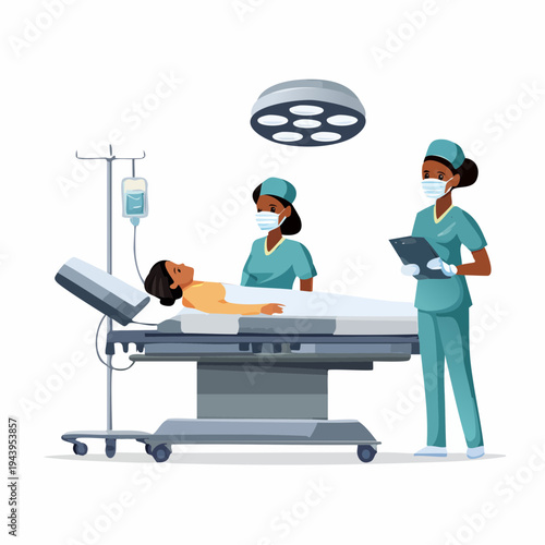 Medical Team Preparing Patient for Surgery in Hospital Operating Room