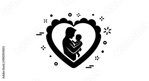 Mother holding baby in heart.