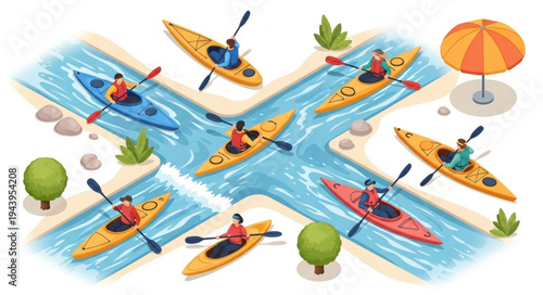 People Kayaking on Water.