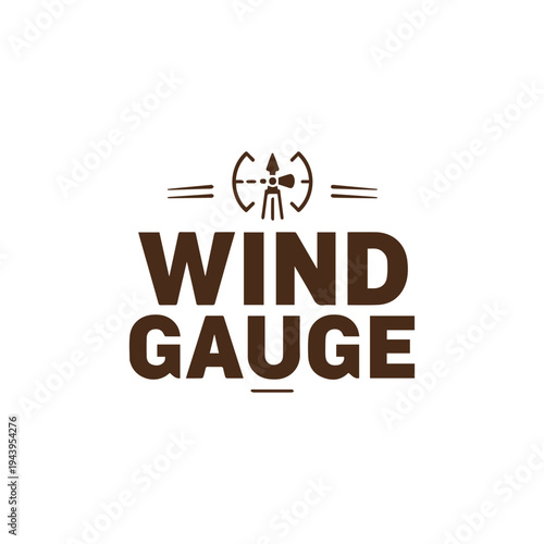 Wind Gauge Logo Design with Modern Anemometer Icon in Brown Tones