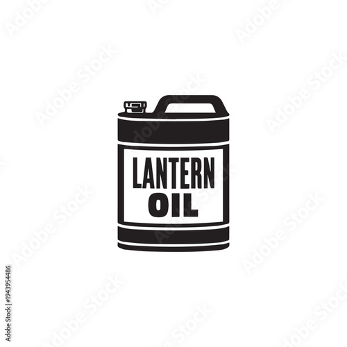 Monochrome Icon of a Lantern Oil Can for Camping and Lighting Needs