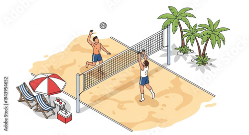 People Playing Beach Volleyball.