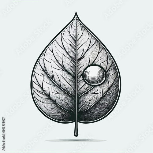 Leaf with a dewdrop, symbolizing eco-friendliness and nature's purity
