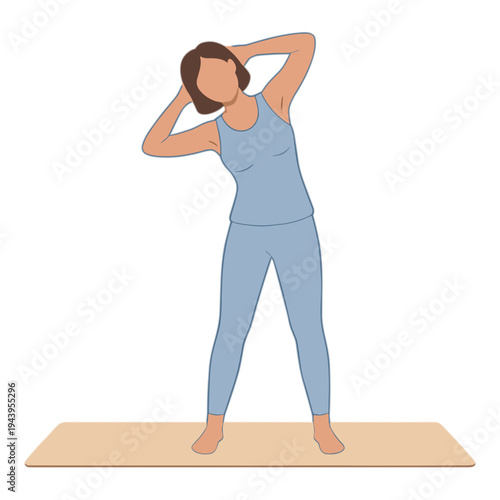 Woman stretching on mat in fitness class with exercise and workout